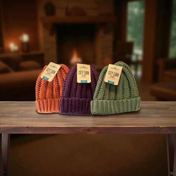 Set Of 3 Northeast Outfitters Cozy Cabin Beanies Adult One Size Acrylic Chunky R - Picture 1 of 4